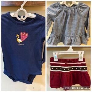 Crazy 8 Carters Toddler Girls Onesie Outfit Skirt Bundle Size 18 Months